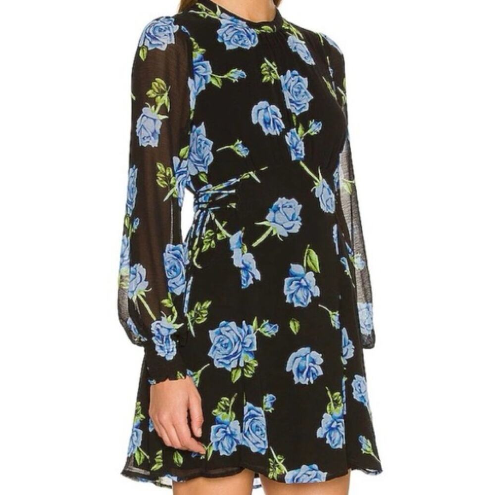Free People Samantha Lace Up Floral Mini Dress‎ in Black Combo Women’s Size XS